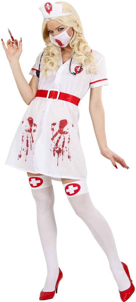 Verpleegster & Masseuse Kostuum | Zieke Bloederige Verpleegster Kostuum Vrouw | Large | Halloween | Verkleedkleding